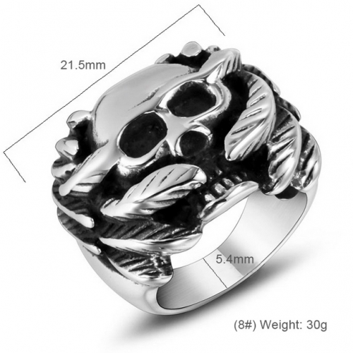 Titanium Steel Series Ring Retro Wings Skull Ring Men'S Gothic Ring Titanium Steel Jewelry Wholesale  #SJ3497