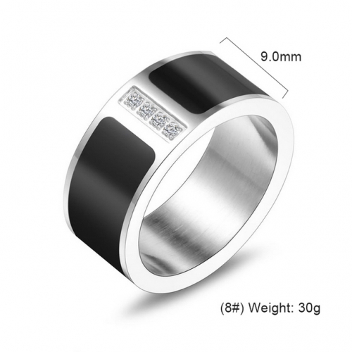 Diamond-Studded Black And White Simple Couple Ring Does Not Fade Ring Titanium Steel Jewelry Wholesale  #SJ3W596