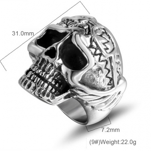 Punk Retro Jewelry Funny Skull Ring Casting Titanium Steel Ring Ring Wholesale  #SJ3188