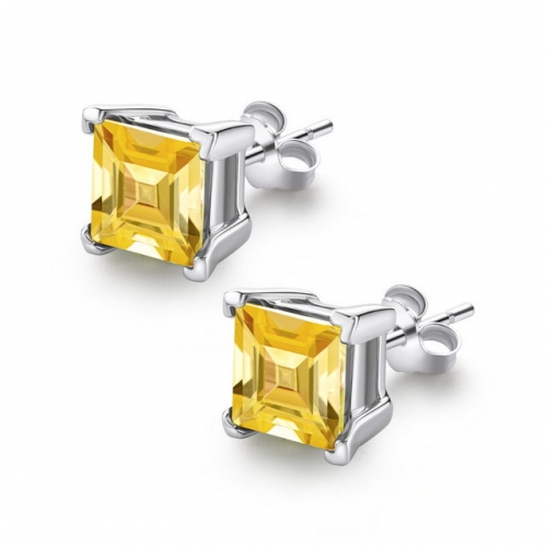925 Sterling Silver Earrings Gemstone Earrings Square Natural Topaz Earrings Natural Stone Jewelry Suppliers