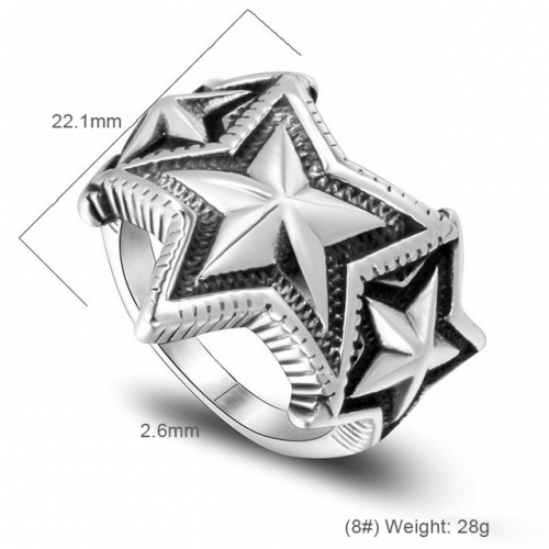 Five-Pointed Star Male Ring Multi-Star Overlapping Trend Titanium Steel Ring Hip Hop Jewelry Wholesale  #SJ3946