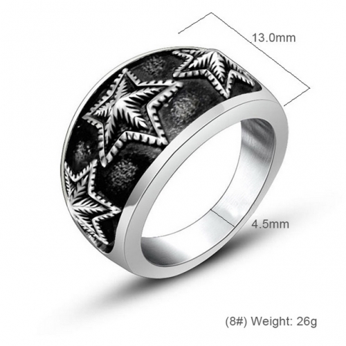 Titanium Steel Special Ring Fashion Male Jewelry Five-Pointed Star Ring Wholesale Steel Jewelry  #SJ3974