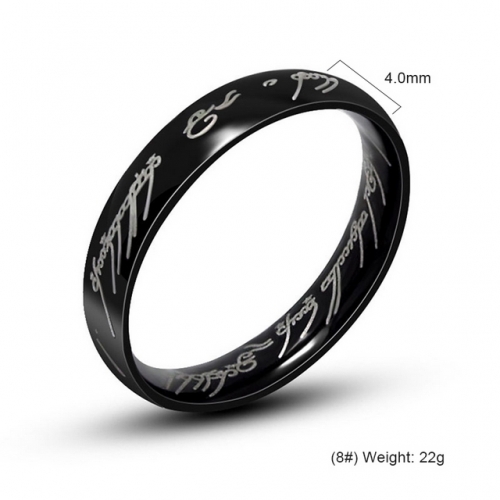 Gold Plated Black Ring Couple Ring Titanium Steel Sanskrit Ring Titanium Steel Jewelry Wholesale  #SJ3538