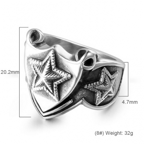 Triangle Ring Titanium Steel Boys Jewelry Five-Pointed Star Ring Punk Jewelry Wholesale  #SJ3970