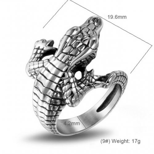 Stainless Steel Crocodile Index Finger Ring Personality Non-Fading Ring  #SJ3402