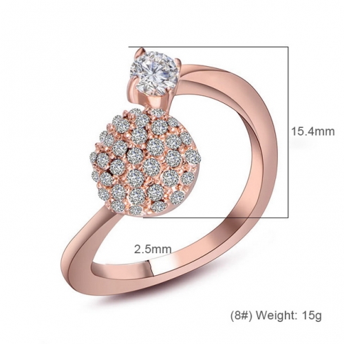 Rose Gold Round Ball Fashion Diamond Ring Gold-Plated Women'S Titanium Steel Ring Stainless Steel Ring Wholesale  #SJ3429