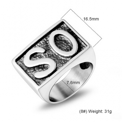 Fashionable And Simple So English Character Titanium Steel Ring Business Men'S Ring  #SJ3723