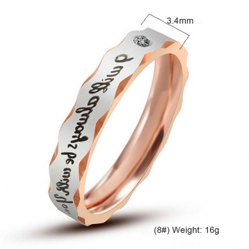 Fashion Simple Letter Pair Ring Micro-Inlaid Men And Women Couple Rings Titanium Steel Jewelry Wholesale  #SJ3GF531