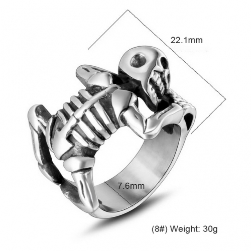 Titanium Steel Skull Ring Trendy Men'S Ring Hip Hop Fashion Ring Mens Rings Wholesale  #SJ3511