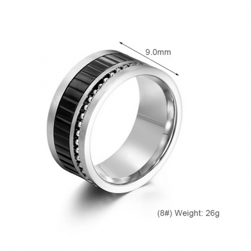 Titanium Steel Ring Men'S Roman Black Striped Ring Hip Hop Jewelry Wholesale  #SJ31061