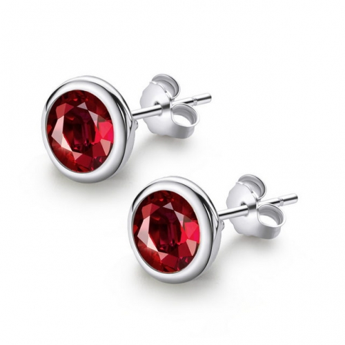 925 Sterling Silver Earrings Gemstone Earrings Round Natural Garnet Earrings Fine Jewelry Online