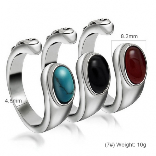 Titanium Steel Retro Exotic Three-Color Gemstone Ring For Men And Women Open Ring Jewelry Wholesale  #SJ3364