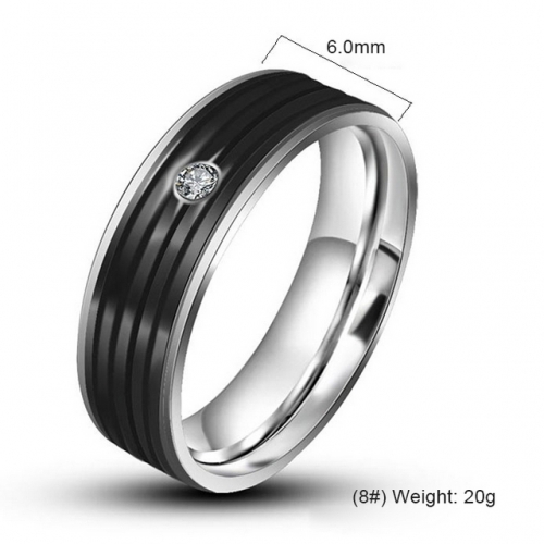 Fashion Striped Diamond Couple Ring Simple Men And Women Tail Ring Titanium Steel Jewelry Wholesale  #SJ3527