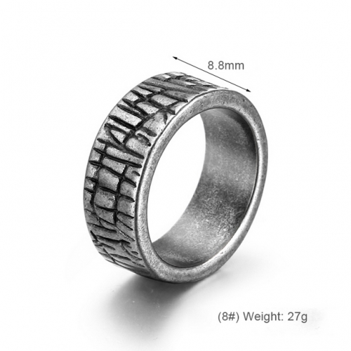 Retro Couple Chaotic Pattern Titanium Steel Ring Fashion Tail Ring White Bronze Ring Wholesale Stainless Rings  #SJ31099