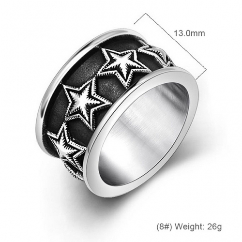 Carved Ring Titanium Steel Five-Star Pattern Trendy Men'S Ring Wholesale Stainless Rings  #SJ3968