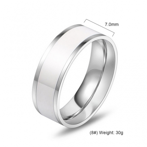 White Epoxy Ring Domineering Ring Tide Couple Ring Titanium Steel Jewelry Wholesale  #SJ3558