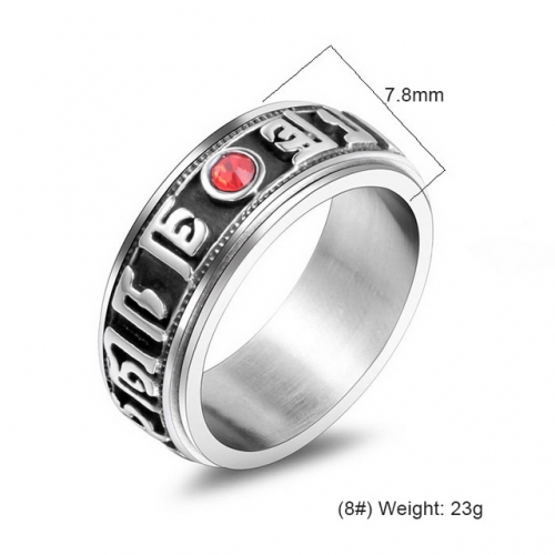 Rotatable Six-Character Mantra With Diamond Ring Titanium Steel Ring Stainless Steel Jewelry Wholesale  #SJ3708