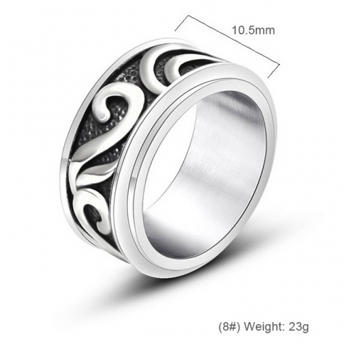 Rotatable Retro Simple Men'S Titanium Steel Ring Sun Pattern Ring Wholesale Steel Jewelry  #SJ3959