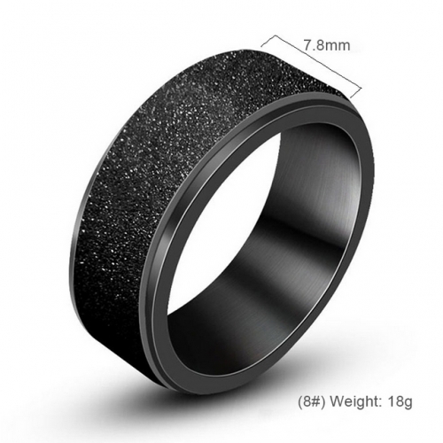 Fashionable Rotatable Ring Black-Plated Frosted Fashion Mens Rings Mens Rings Wholesale  #SJ3498