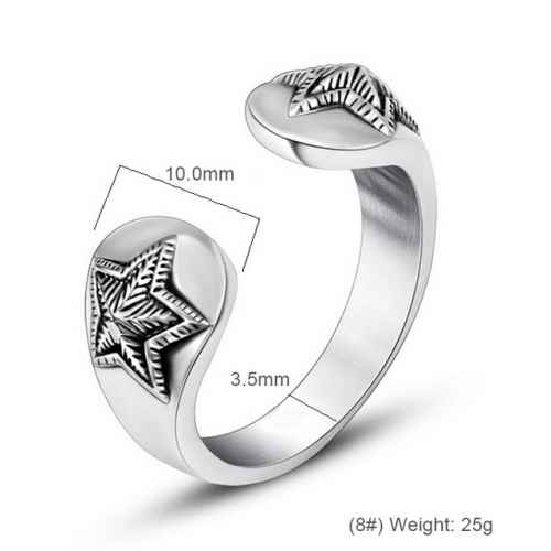 Vintage Star Men'S Ring Open Double Star Titanium Steel Ring Wholesale Stainless Rings  #SJ3965
