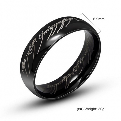 Gold Plated Black Ring Couple Ring Titanium Steel Sanskrit Ring Titanium Steel Jewelry Wholesale  #SJ3Y538