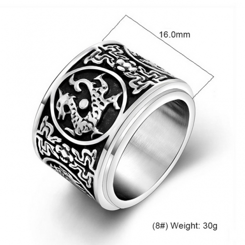 Titanium Steel Ring Retro Rotatable Ring Four Big Beast Personality Ring Hip Hop Jewelry Wholesale  #SJ3732