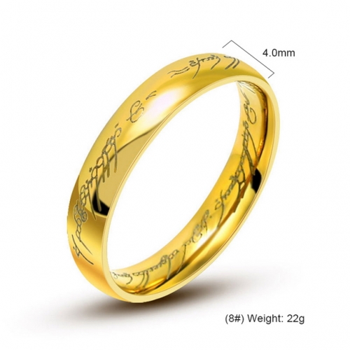 Gold Plated Black Ring Couple Ring Titanium Steel Sanskrit Ring Titanium Steel Jewelry Wholesale  #SJ3W537