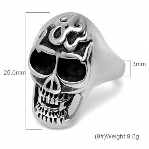Titanium Steel Ring Classic Flame Skull Ring Men'S Fashion Skull Ring  #SJ3104