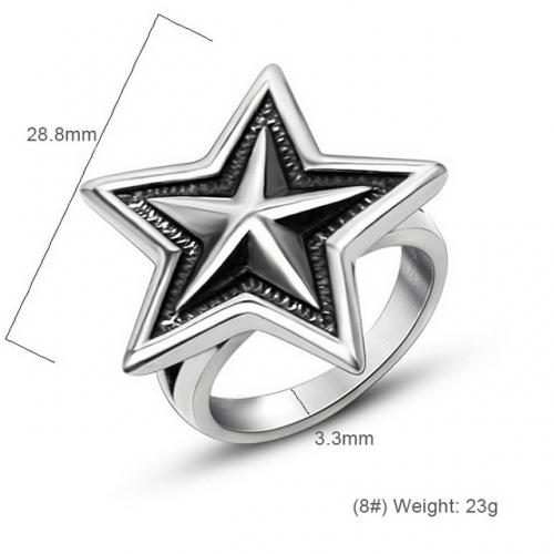 Punk Ring Titanium Steel Big Five-Pointed Star Ring Couple Accessories Ring Hip Hop Jewelry Wholesale  #SJ3963