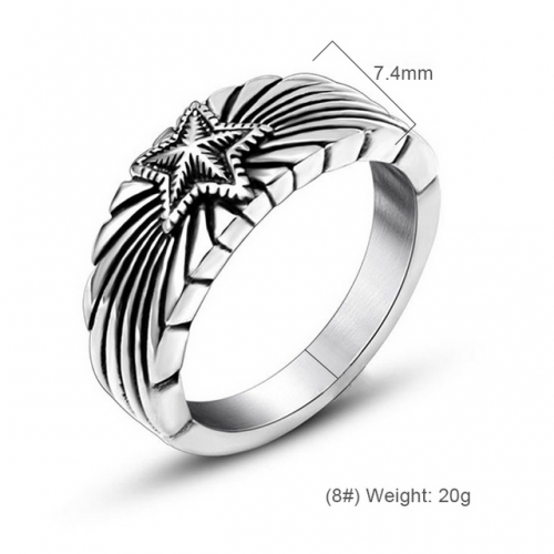 Vintage Fashion Ring Titanium Steel Five-Pointed Star Ring Star Ring Accessories Wholesale Stainless Rings  #SJ3961