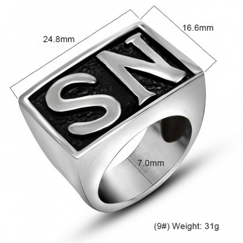 Men'S Titanium Steel Ring Fashion Sn English Character Simple Ring Wholesale Stainless Rings  #SJ3724