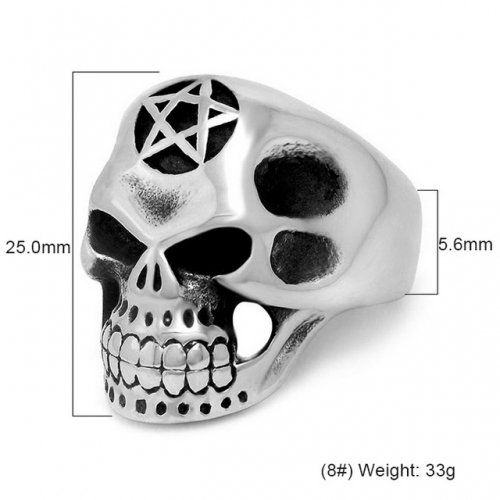 Titanium Steel Ghost Head Skull Ring Men'S Ring Punk Five-Pointed Star Titanium Steel Jewelry Wholesale  #SJ3576