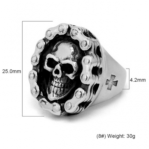 Retro Distressed Skull Ring Hip Hop Titanium Steel Jewelry Hip Hop Jewelry Wholesale  #SJ3514