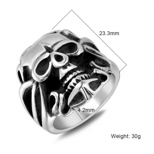 Retro Fashion Titanium Steel Ring Classic Skull Ghost Head Ring Punk Jewelry Wholesale  #SJ3574