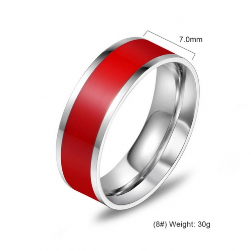 Red Epoxy Ring Domineering Ring Tide Couple Ring Titanium Steel Jewelry Wholesale  #SJ3W558