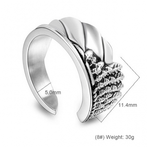 Trendy Angel Wing Rings Carved Titanium Steel Rings Wholesale Stainless Rings  #SJ3793