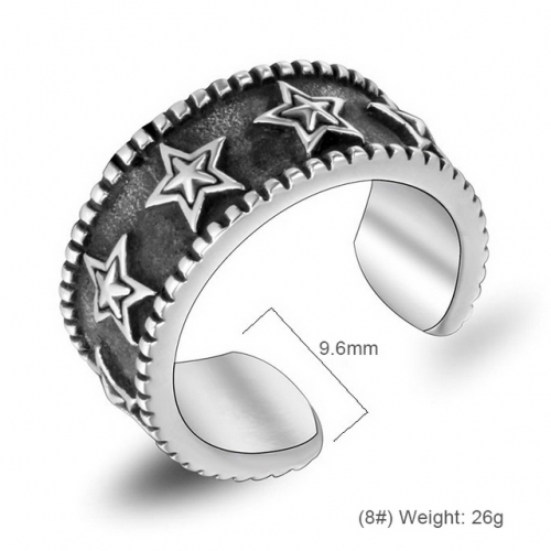 Five-Pointed Star Ring Retro Titanium Steel Open Ring Simple Men'S Accessories Hip Hop Jewelry Wholesale  #SJ3947