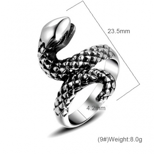 Titanium Steel Cast Punk Shaped Snake Ring Trend Animal Shape Ring  #SJ3299