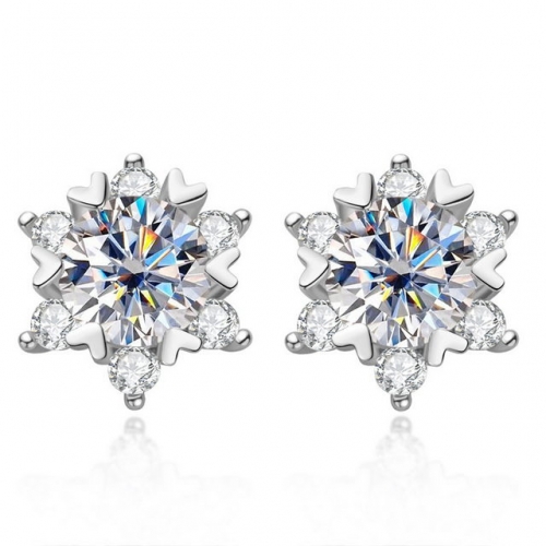 925 Sterling Silver Earrings Mozanstone Earrings Sunflower Round Earrings Fashion Ladies Earrings Cheap Pretty Jewelry