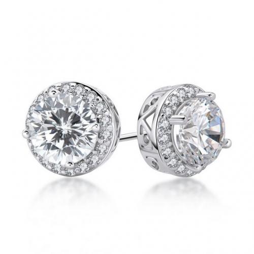 S925 Silver Earrings Wholesale Japanese And Korean Style SONA Diamond Accessories Four Claw Earrings