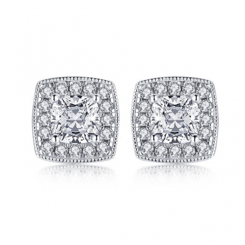 925 Sterling Silver Square SONA Diamond Ladies Earrings Luxury Sterling Silver Earrings Wholesale