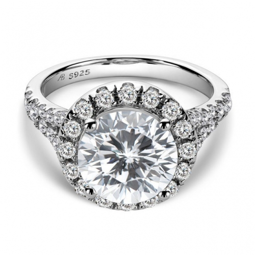 925 Sterling Silver Ring 3.5 Carat Round SONA Diamond Inlaid Ladies Proposal Ring