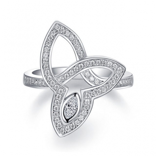 925 Sterling Silver Jewelry Three Leaf Ladies Ring Olive Shape SONA Diamond Inlaid Fashion Jewelry Wholesale