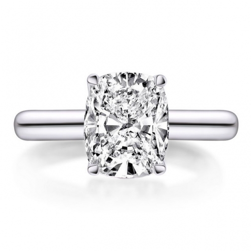 S925 Sterling Silver Korean Luxury Square SONA Diamond Ladies Ring