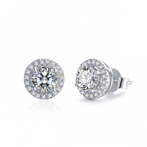 925 Sterling Silver Earrings Mozanstone Earrings Classic Round Earrings Gold And Silver Plated Jewelry Wholesale