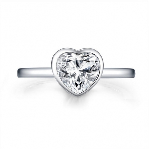 S925 Sterling Silver Ring Hot Sale Heart Shape SONA Diamond Ladies Ring Wholesale