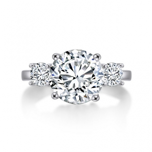 S925 Sterling Silver Ring Three Diamond Inlaid 5 Carat SONA Diamond Korean Luxury Fashion Ladies Wedding Ring