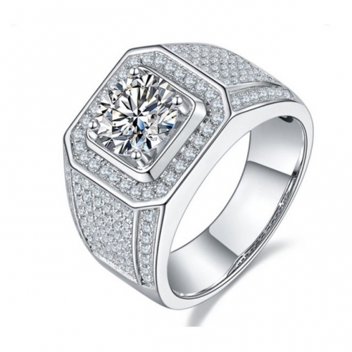 925 Sterling Silver Men'S Ring Moissanite Ring Platinum-Plated Simple Men'S Ring Online Wholesale Jewelry Supplies