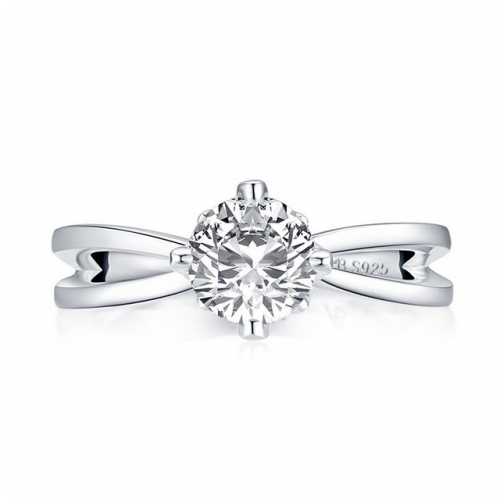 925 Sterling Silver High Grade Simple 1 Carat SONA Diamond Ladies Wedding Ring