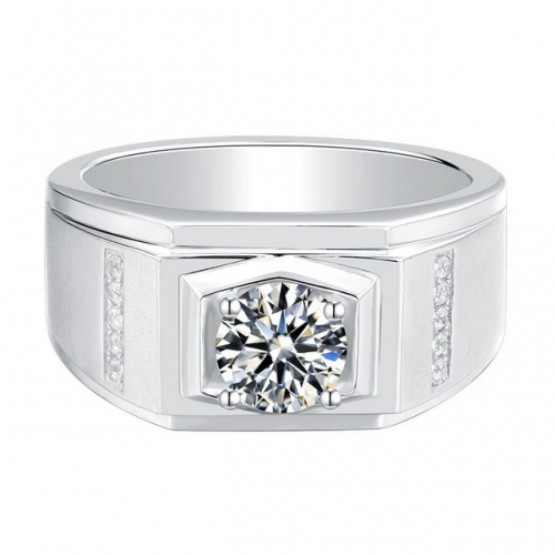 925 Sterling Silver Men'S Ring Moissanite Ring Platinum-Plated Simple Men'S Ring Diamond Jewelry Manufacturers